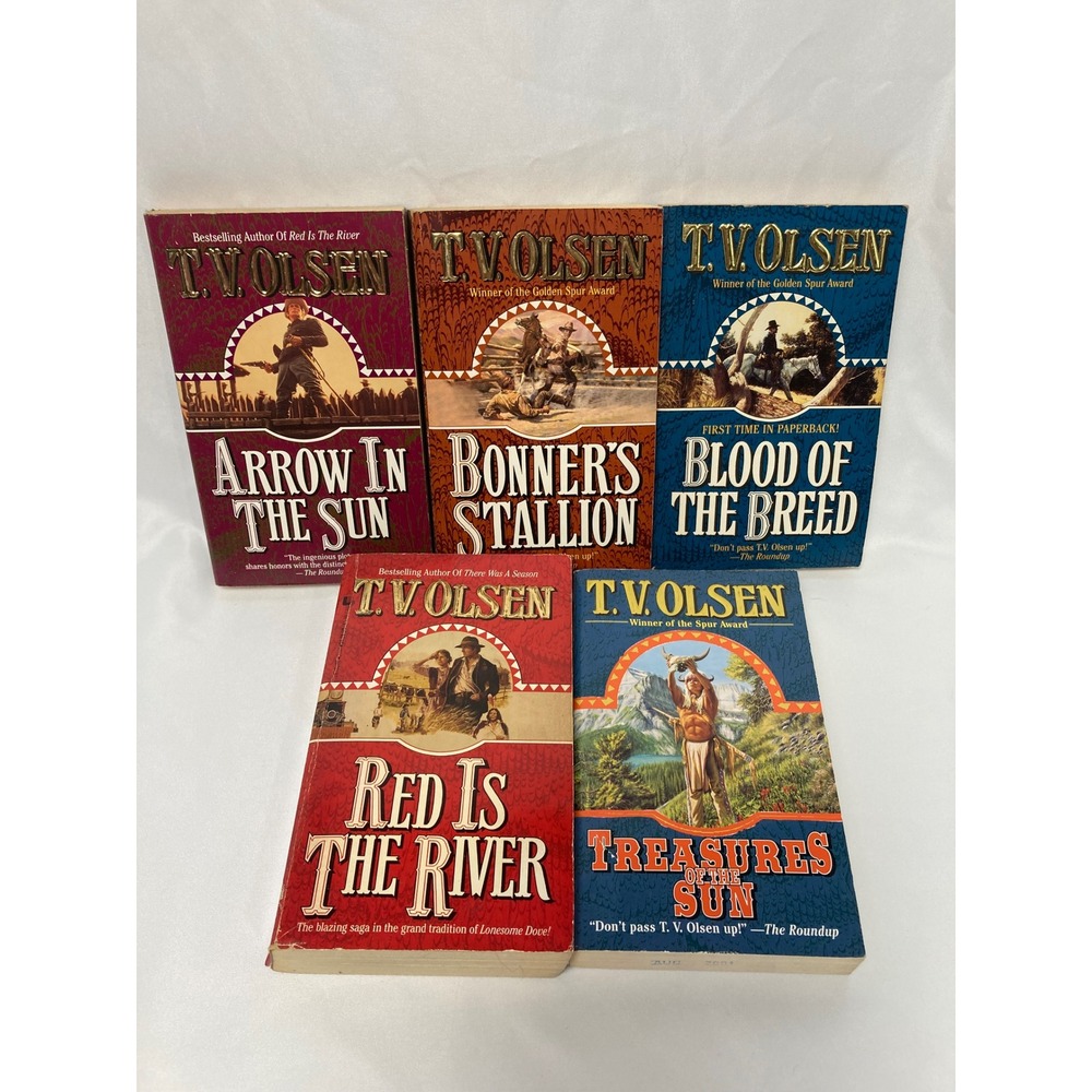 T.V. Olsen Western Paperback Lot of 5 Arrow in the Sun Red Is the River & More